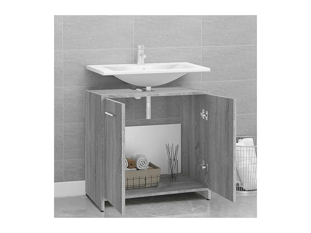 Sonoma Grey Badkamerkast 60x33x60 cm Bewerkt Hout