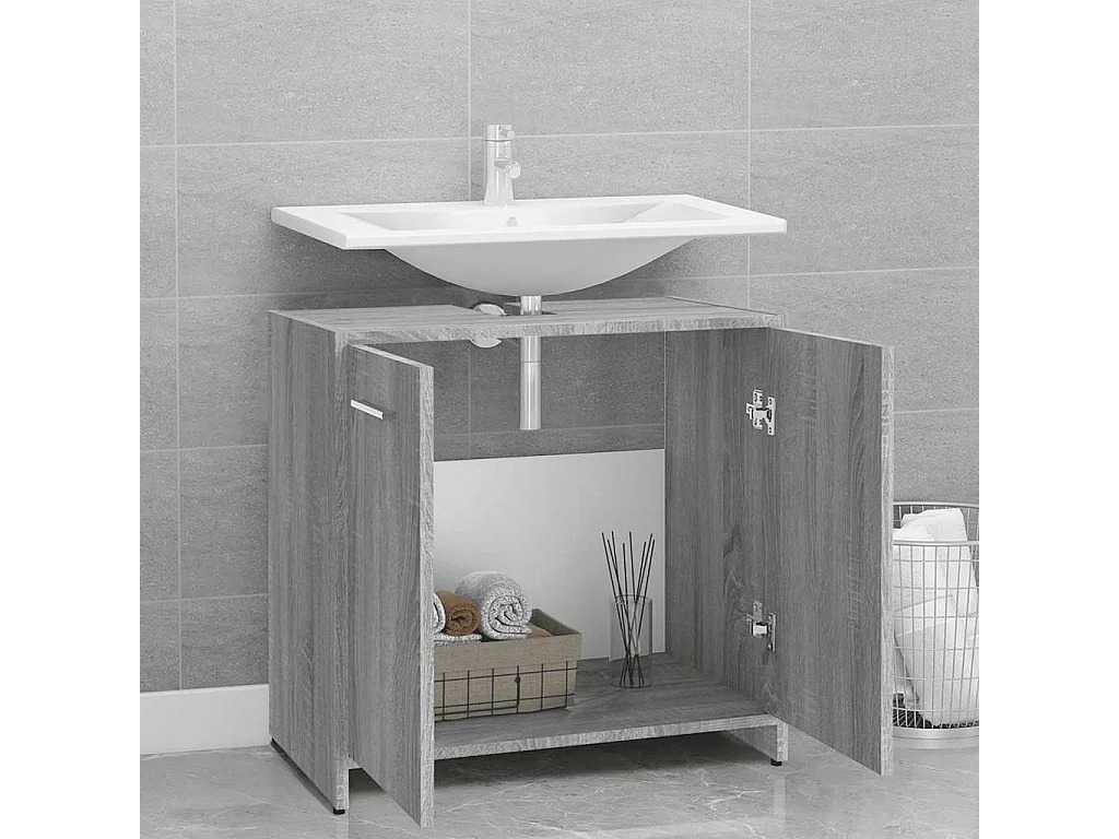 Sonoma Grey Badkamerkast 60x33x60 cm Bewerkt Hout