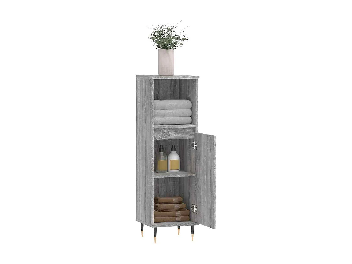 Mueble de baño Sonoma gris 30x30x100 cm