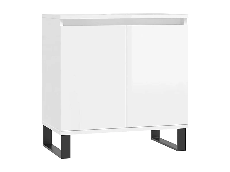 Badkamermeubel in glanzend wit 58x33x60 cm bewerkt hout