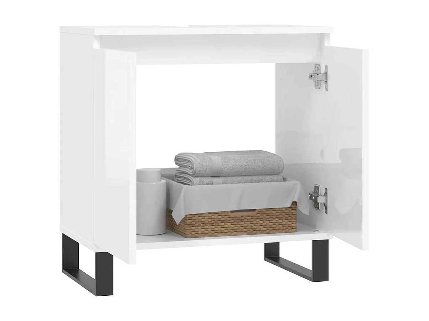 Badkamermeubel in glanzend wit 58x33x60 cm bewerkt hout