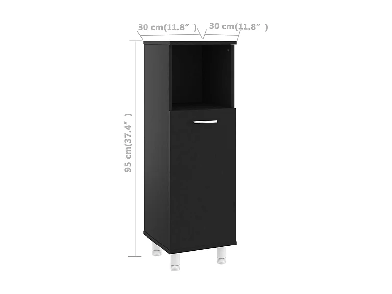 Mobile bagno nero 30x30x95 cm in truciolare