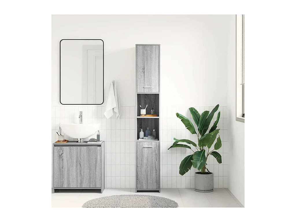 Mueble de baño Sonoma gris 30x30x183,5 cm Madera de ingeniería