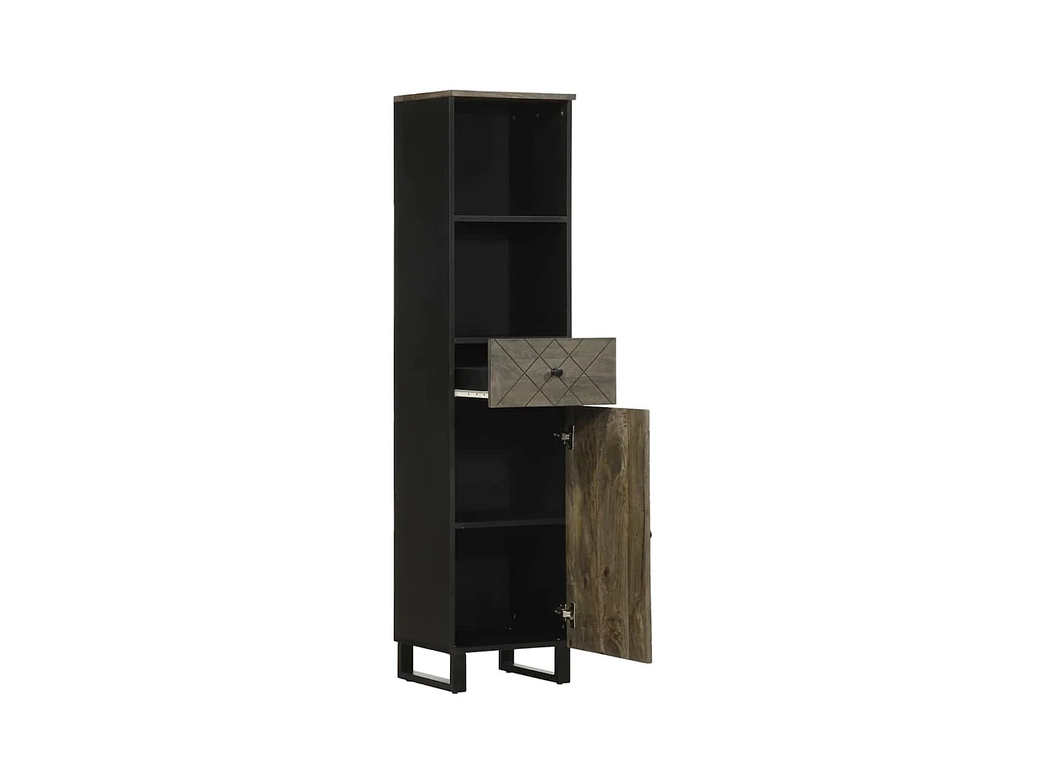 Armoire de salle de bain noir 38x33x160 cm bois massif manguier