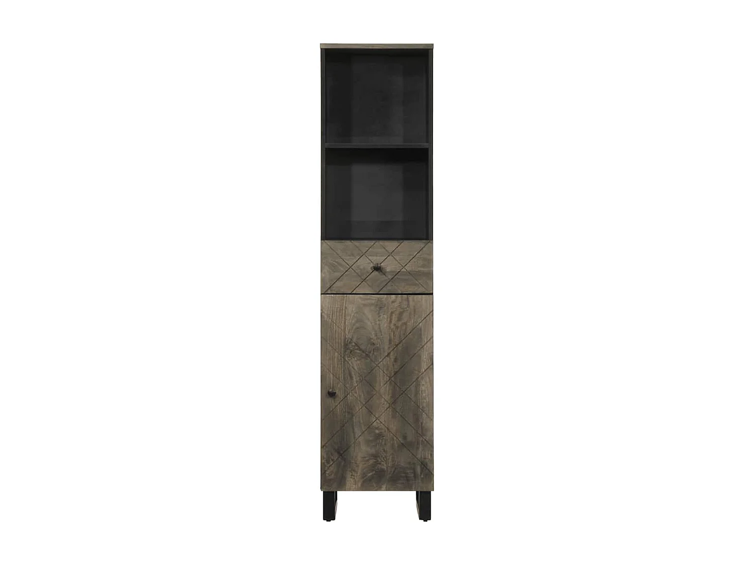 Armoire de salle de bain noir 38x33x160 cm bois massif manguier