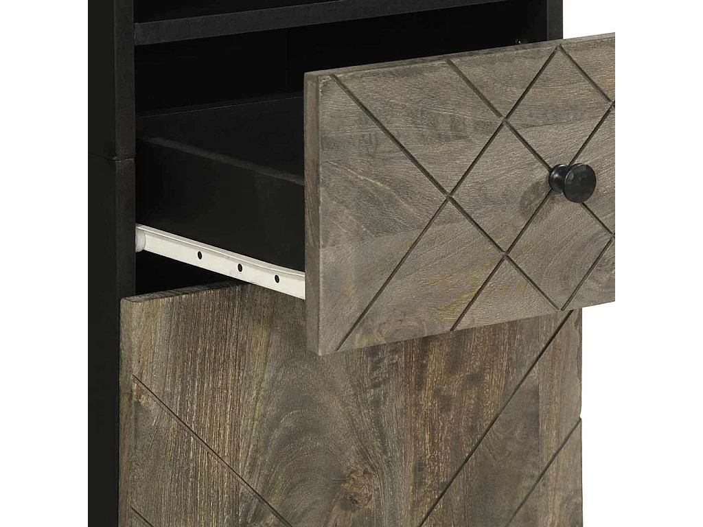 Armoire de salle de bain noir 38x33x160 cm bois massif manguier