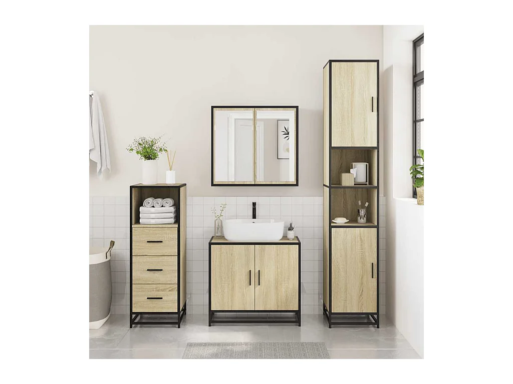 Mueble de baño roble Sonoma 35x37,5x100 cm