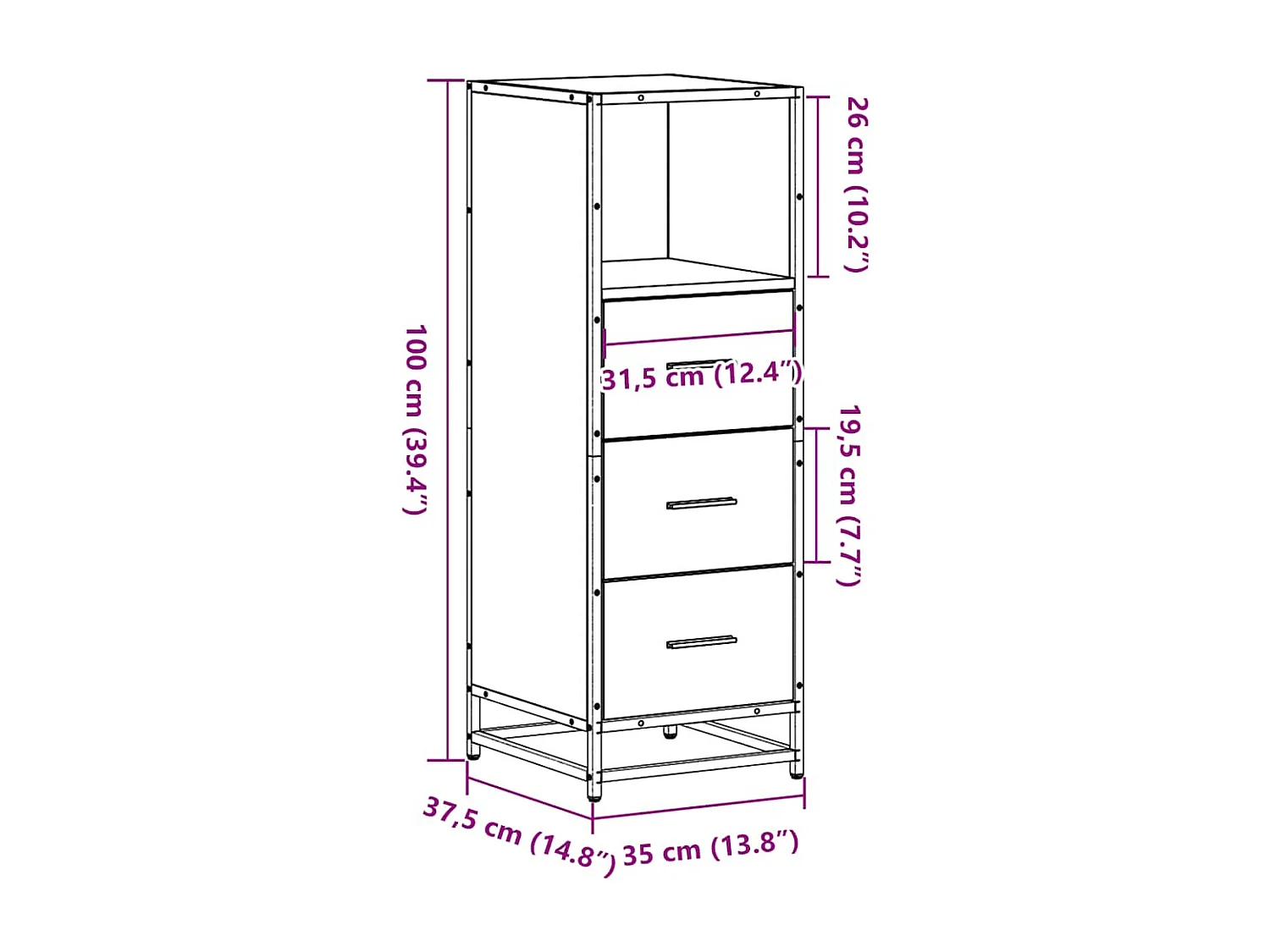 Mueble de baño roble Sonoma 35x37,5x100 cm