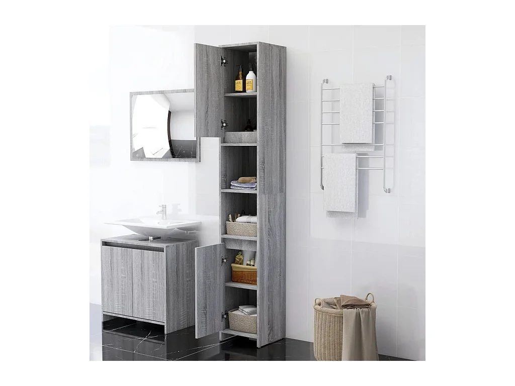 Mueble de baño Sonoma gris 30x30x183,5 cm Madera de ingeniería