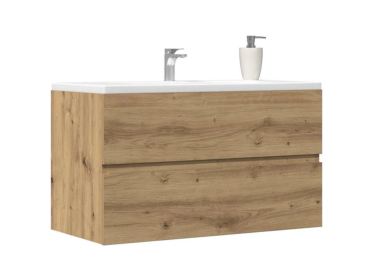 Hangende badkamerkast, handgemaakt eikenhout, 80x38,5x45cm