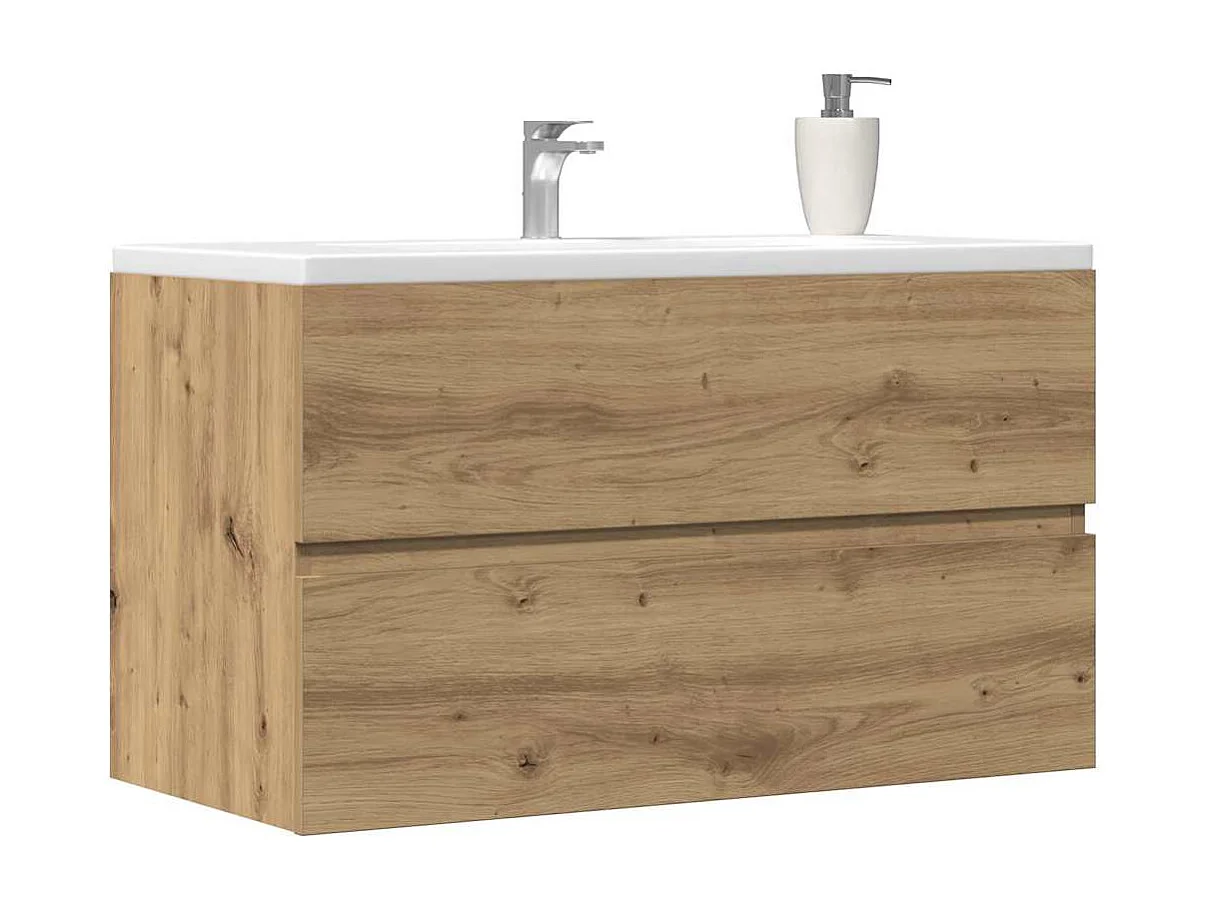 Mueble de baño suspendido, roble artesanal, 80x38,5x45cm