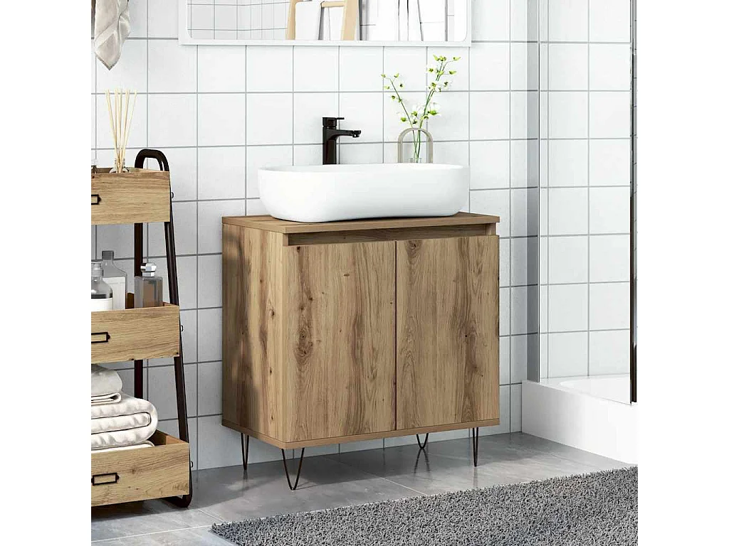 Armoire de salle de bain chêne artisanal 58x33x60 cm