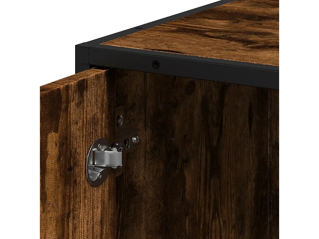 Mueble de baño de roble ahumado, madera de ingeniería y metal.