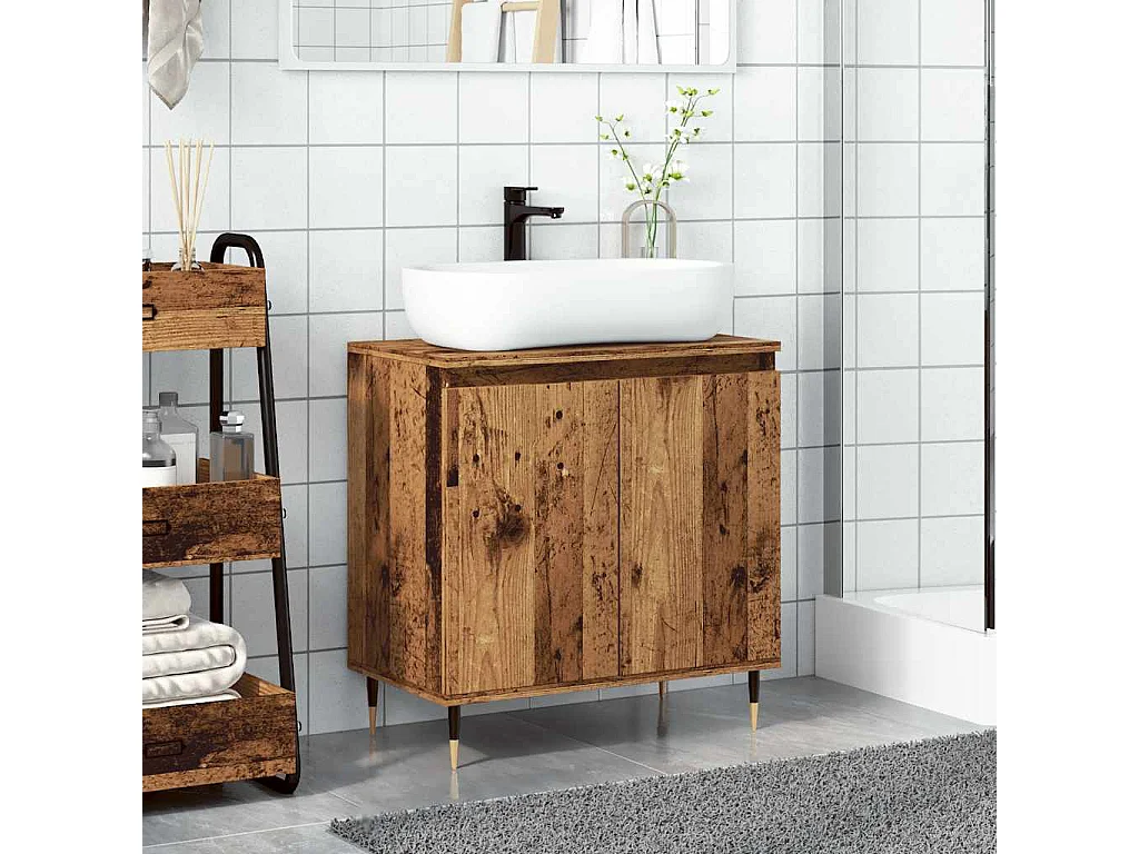 Armoire de salle de bain vieux bois 58x33x60 cm bois ingénierie