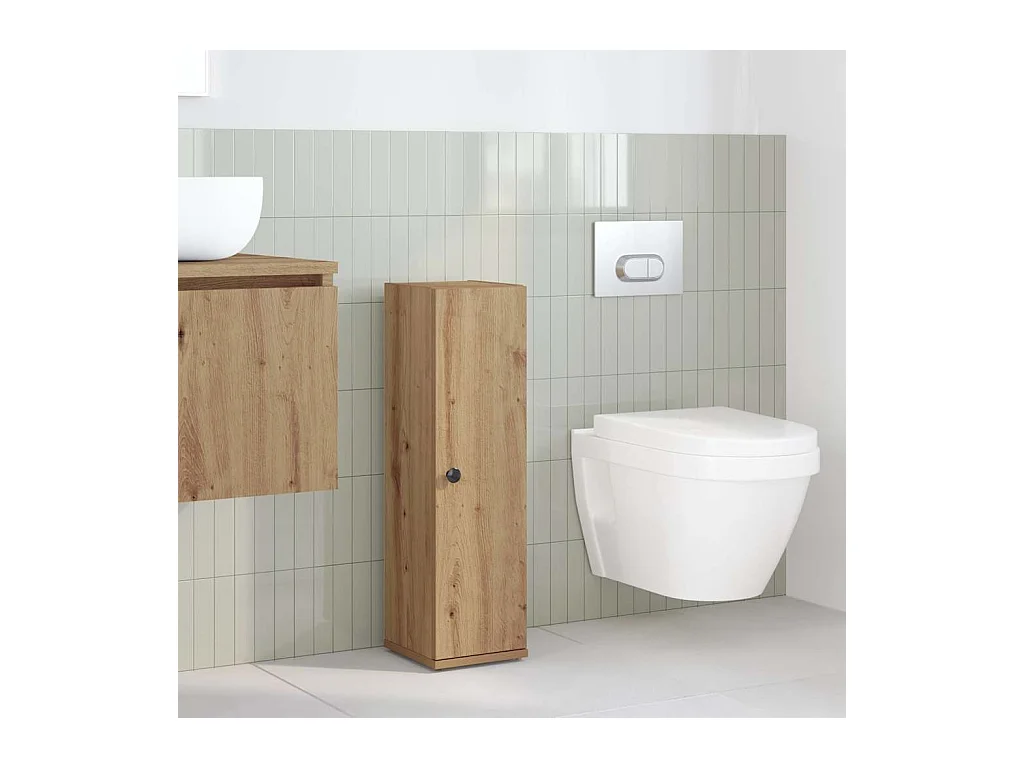 Badkamerkast met rolhouder in handgemaakt eikenhout