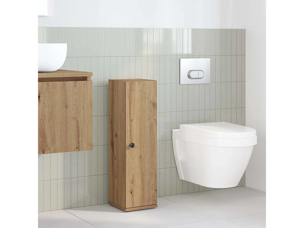 Meuble de salle de bain avec porte-rouleau chêne artisanal