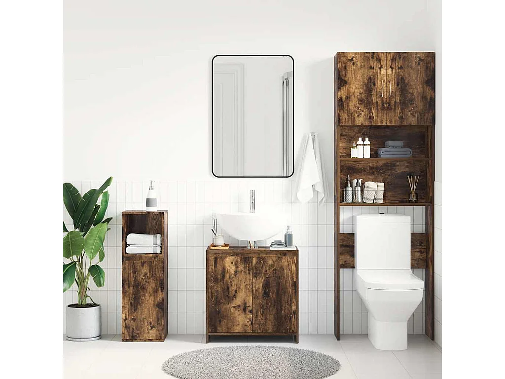Mueble de baño Roble ahumado 60x33x61 cm Madera de ingeniería