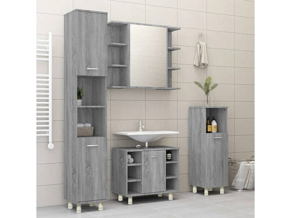 Mobile bagno Sonoma Grey 30x30x95 cm in legno ingegnerizzato