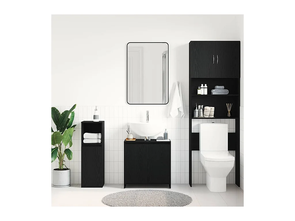 Mobile bagno in rovere nero 60x33x60 cm in legno ingegnerizzato