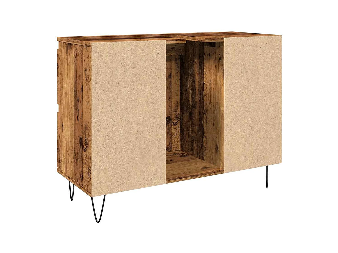 Badkamerkast oud hout 80x33x60 cm bewerkt hout