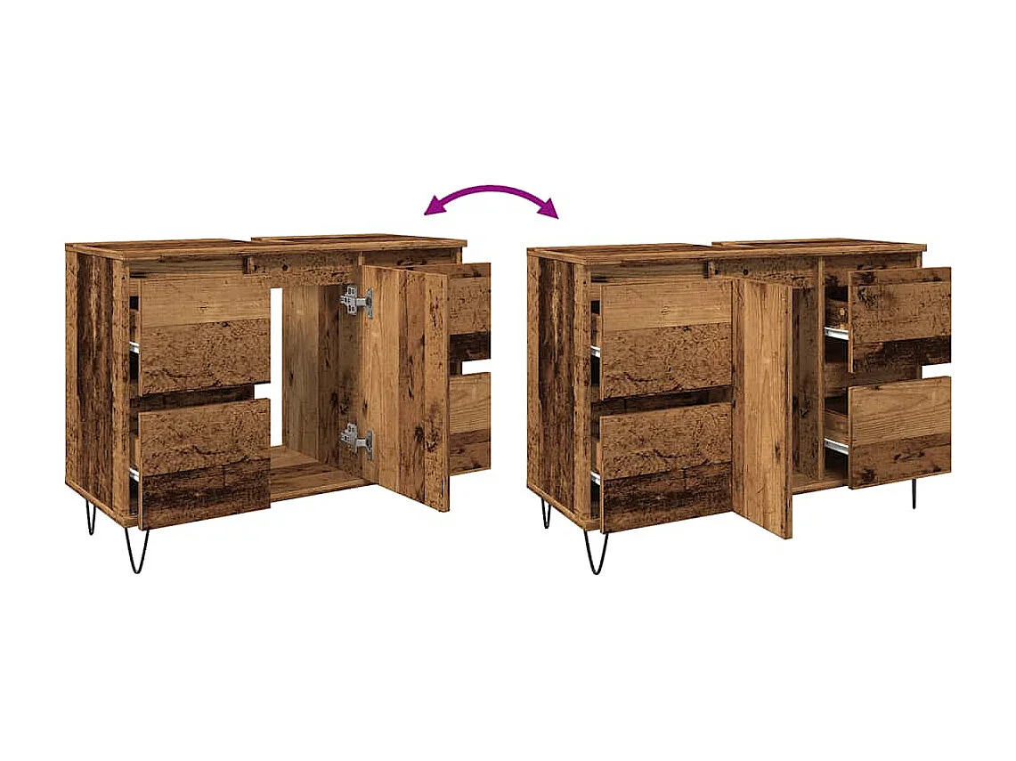 Armoire de salle de bain vieux bois 80x33x60 cm bois ingénierie