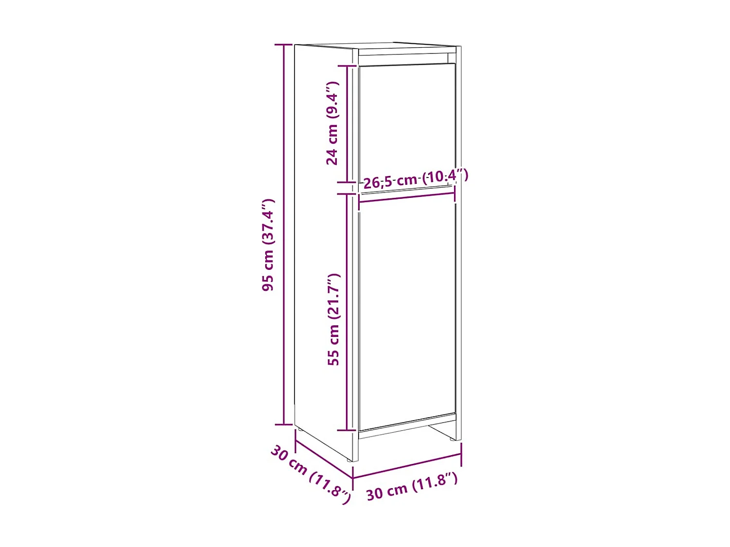 Badkamerkast eiken craft 30x30x95 cm bewerkt hout