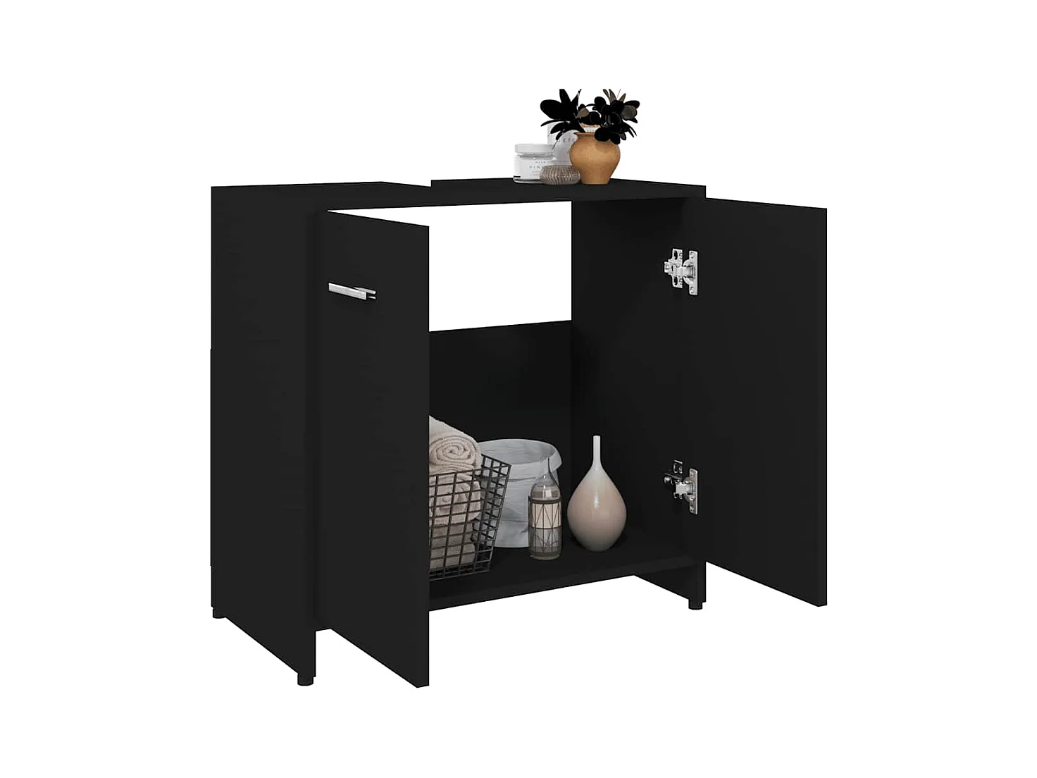 Zwarte badkamerkast 60x33x61 cm Technisch hout