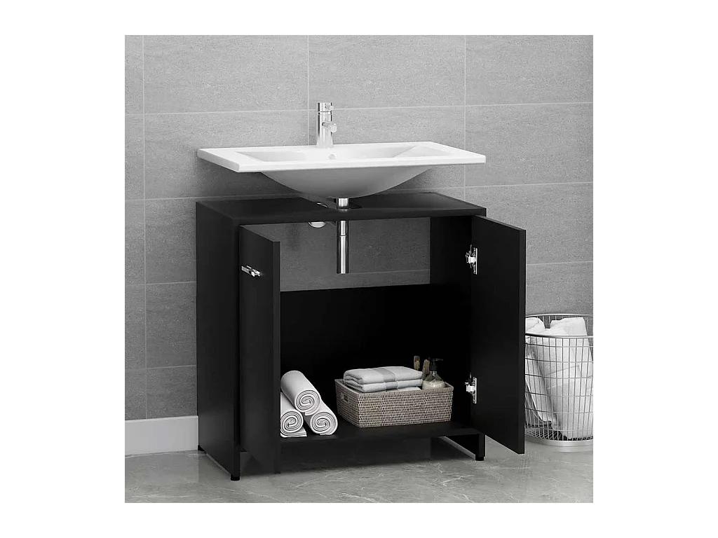 Zwarte badkamerkast 60x33x61 cm Technisch hout