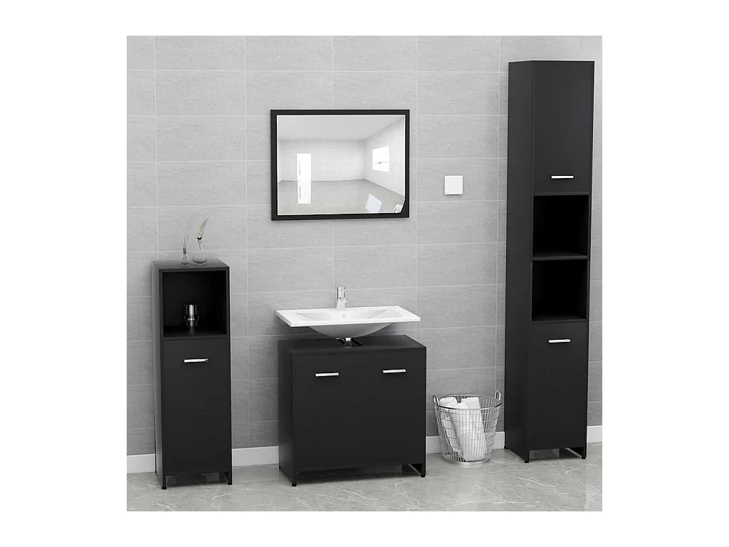 Zwarte badkamerkast 60x33x61 cm Technisch hout
