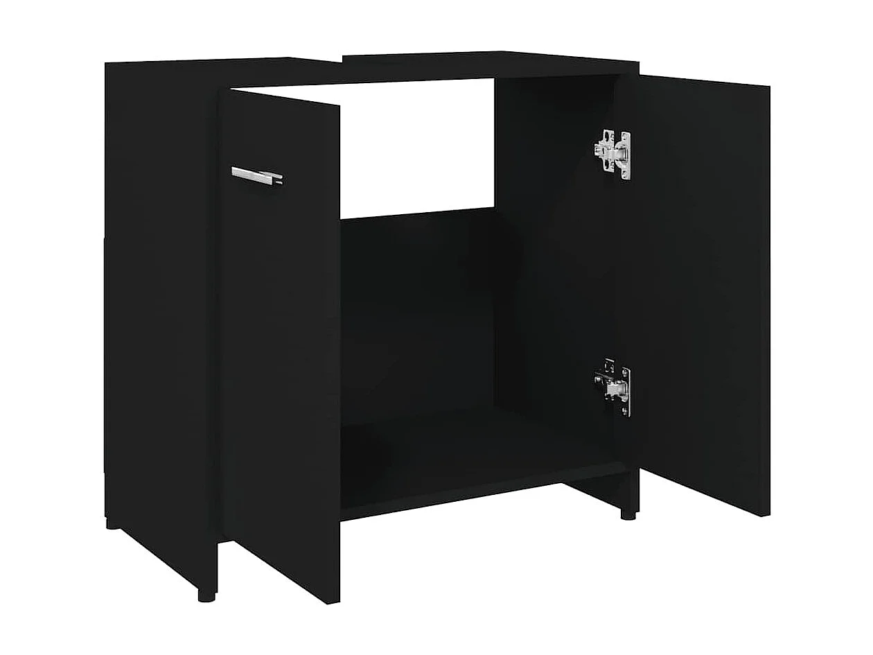 Mueble de baño negro 60x33x61 cm Madera de ingeniería