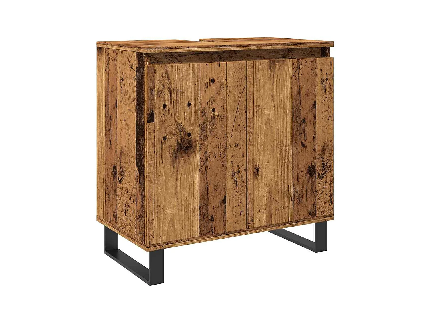 Badkamerkast oud hout 58x33x60 cm bewerkt hout