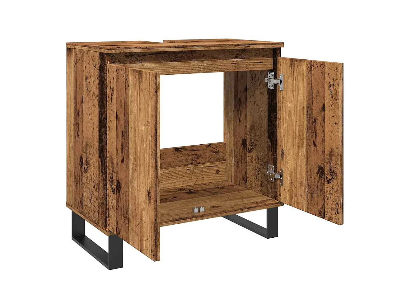 Badkamerkast oud hout 58x33x60 cm bewerkt hout