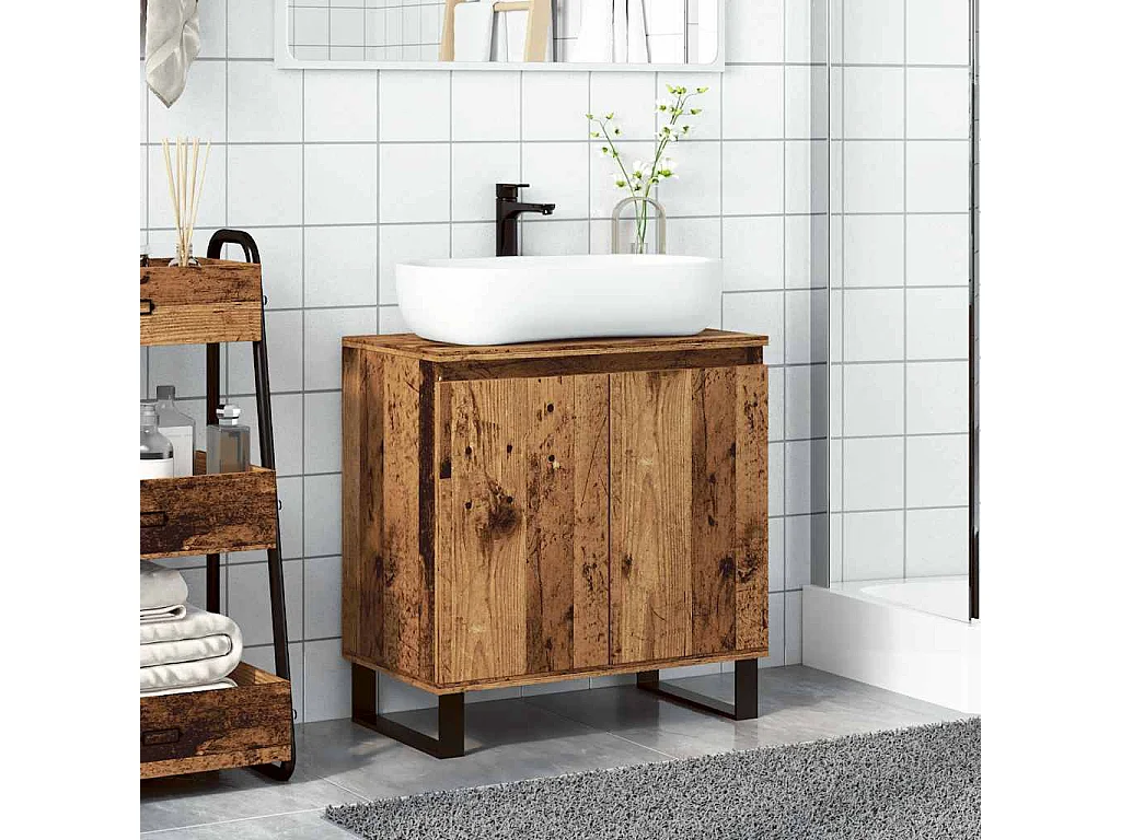 Armoire de salle de bain vieux bois 58x33x60 cm bois ingénierie