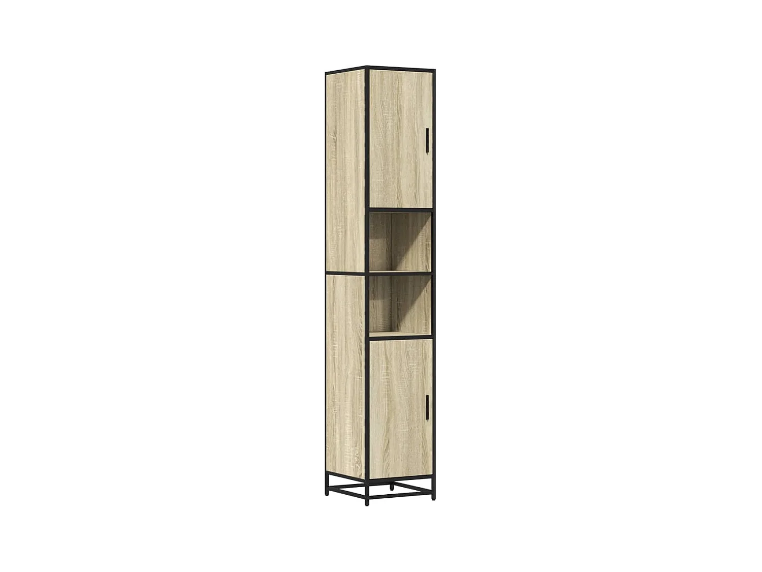 Armoire de salle de bain chêne sonoma bois d'ingénierie métal
