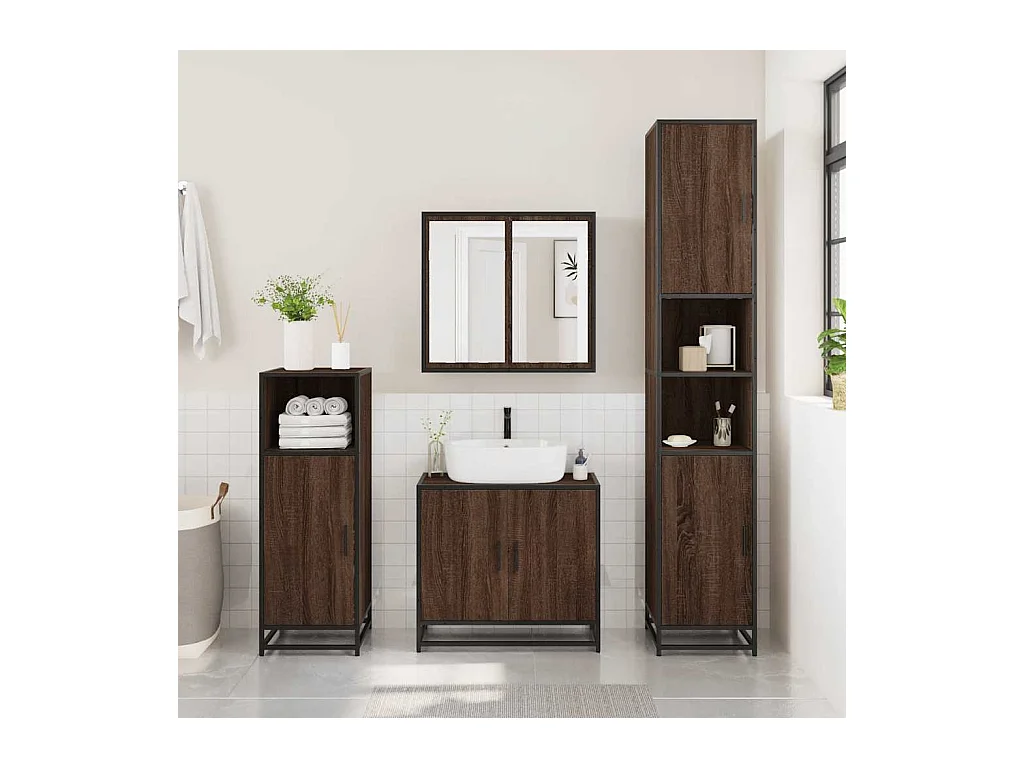 Mueble de baño roble marrón 35x37,5x100 cm madera de ingeniería