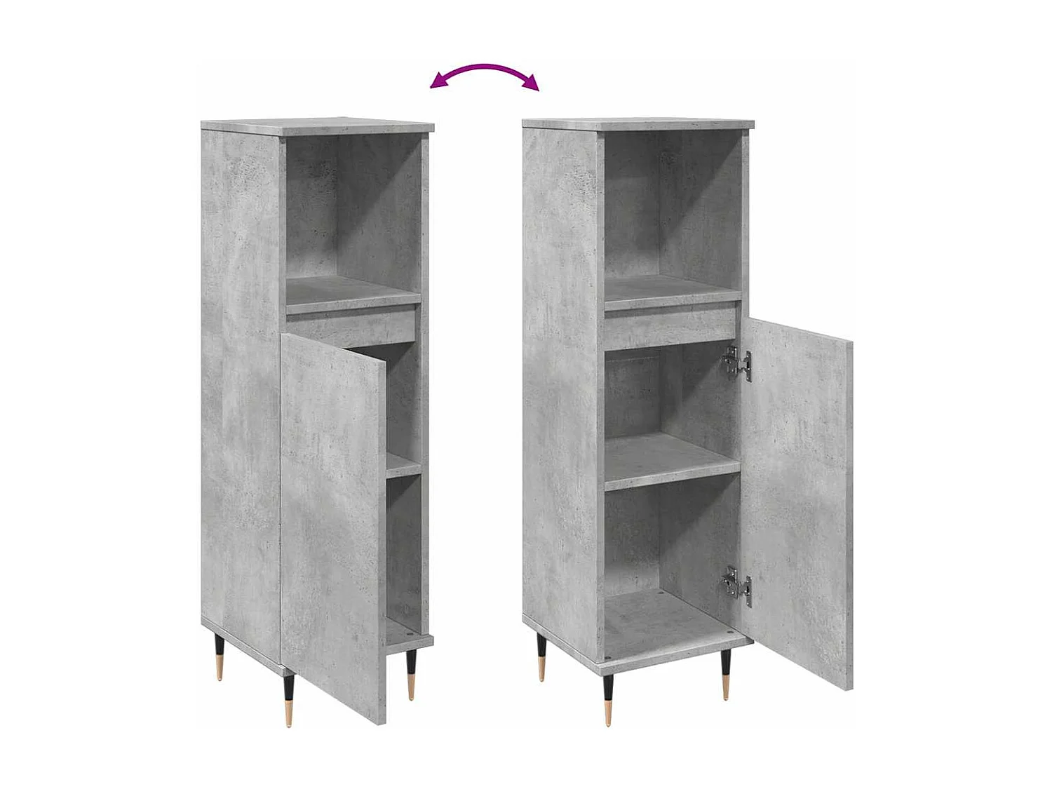 Armoire de salle de bain gris béton 30x30x100 cm