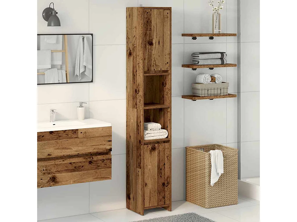Armoire salle de bain vieux bois 30x30x183,5 cm bois ingénierie