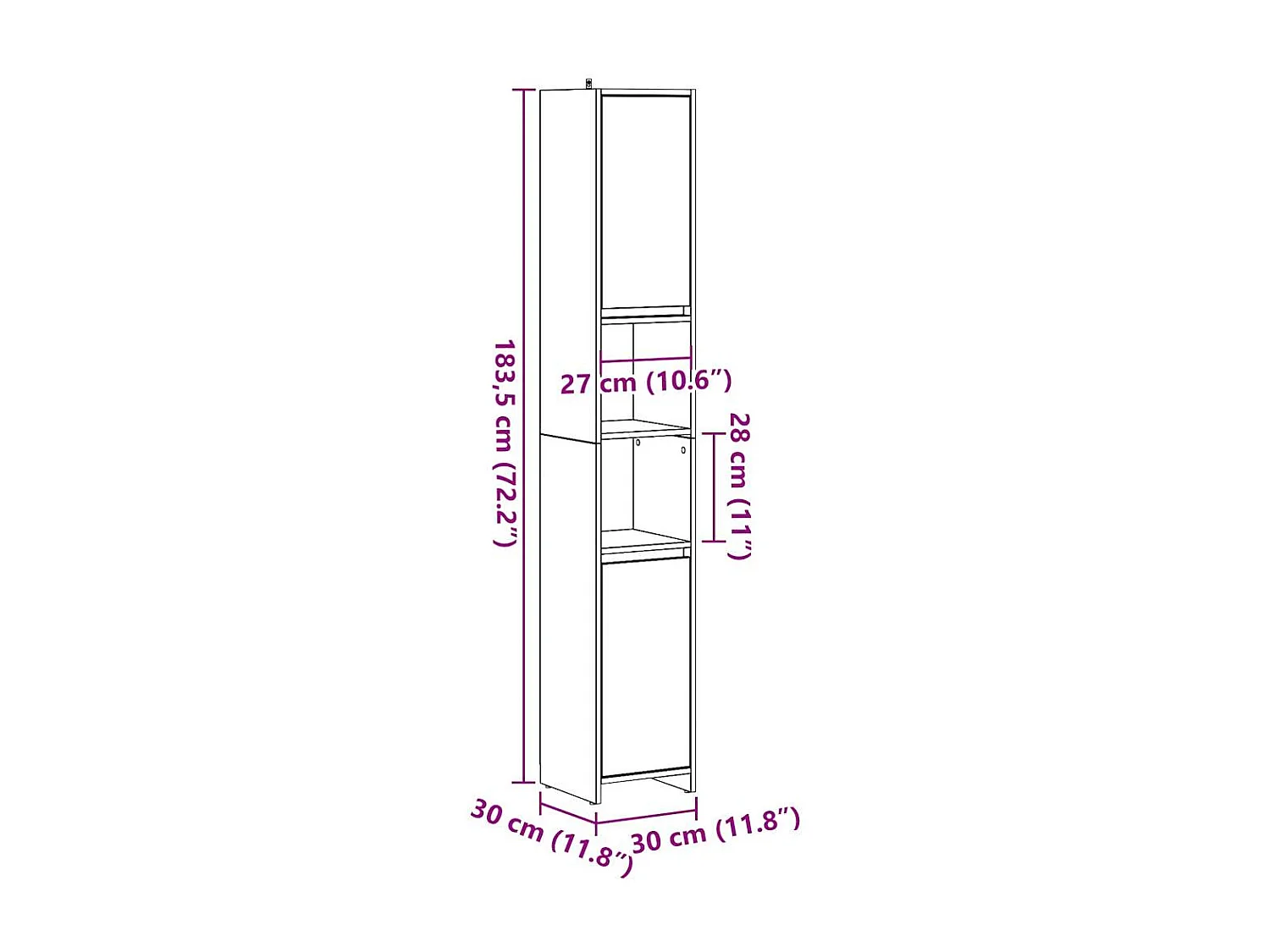 Armoire salle de bain vieux bois 30x30x183,5 cm bois ingénierie
