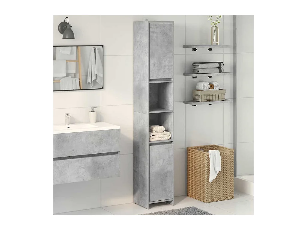 Mobile bagno grigio cemento 30x30x183,5 cm in truciolare