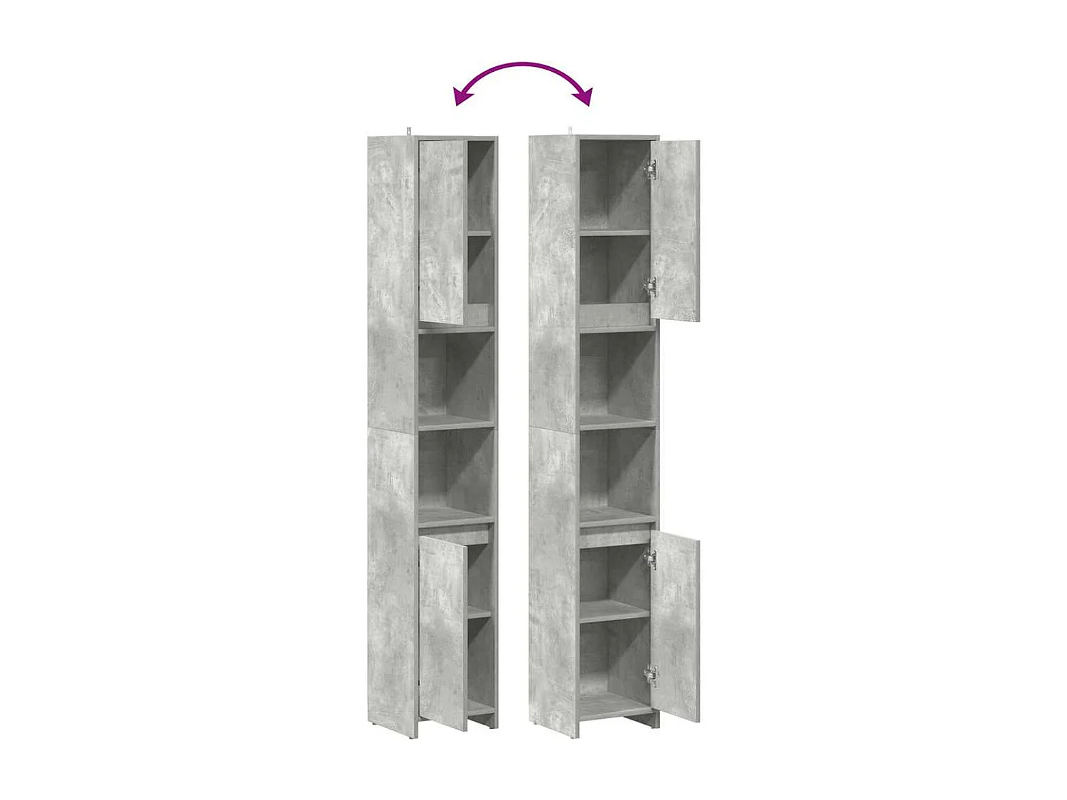 Armoire de salle de bain Gris béton 30x30x183,5 cm Aggloméré