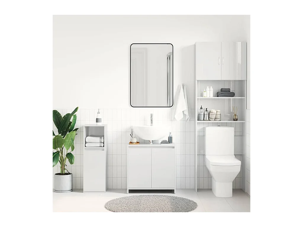 Badkamerkast glanzend wit bewerkt hout