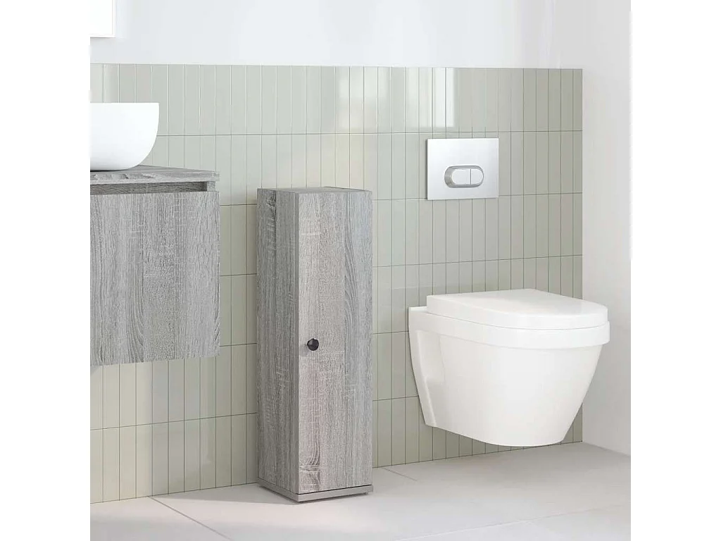Meuble de salle de bain avec porte-rouleau sonoma gris