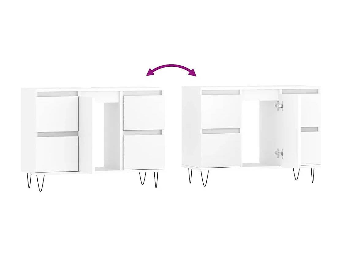 Mobile bagno bianco 80x33x60 cm in legno ingegnerizzato