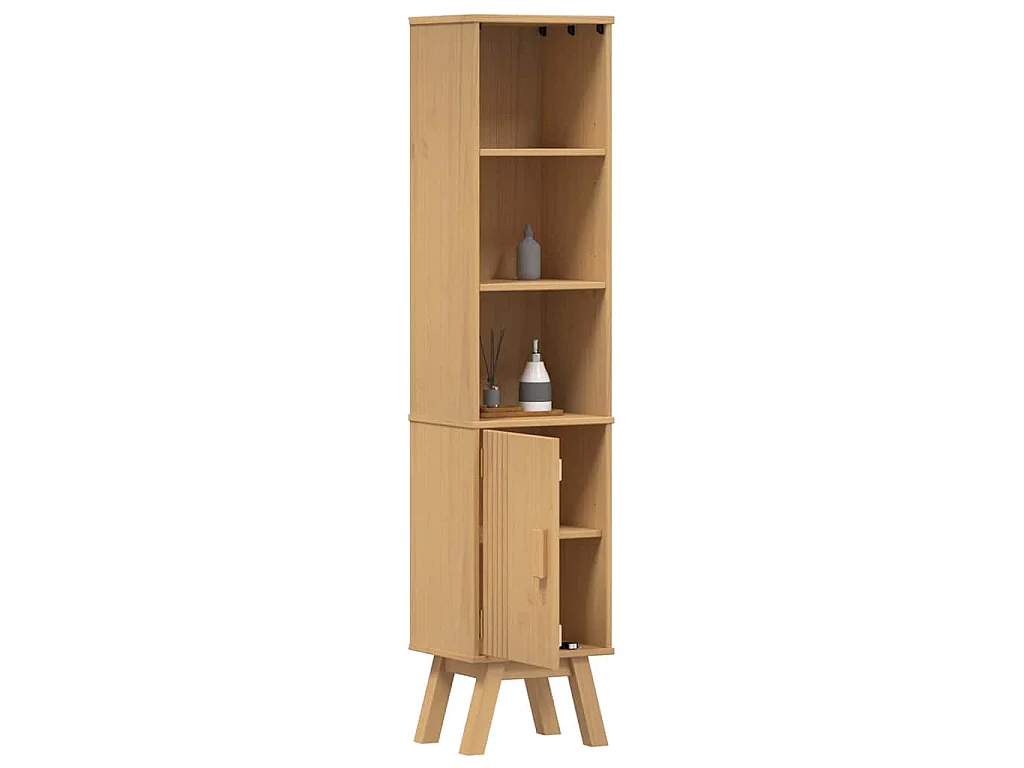 Badezimmerschrank Braun 35x30x159 cm aus massivem Kiefernholz