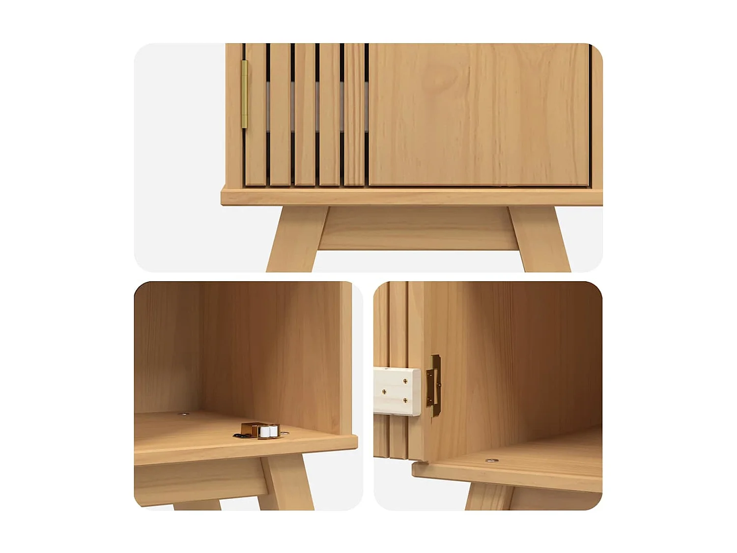 Badezimmerschrank Braun 35x30x159 cm aus massivem Kiefernholz