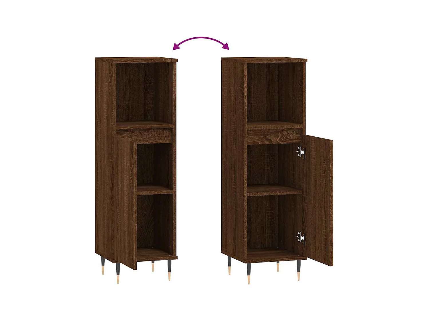 Mueble de baño roble marrón 30x30x100 cm madera de ingeniería