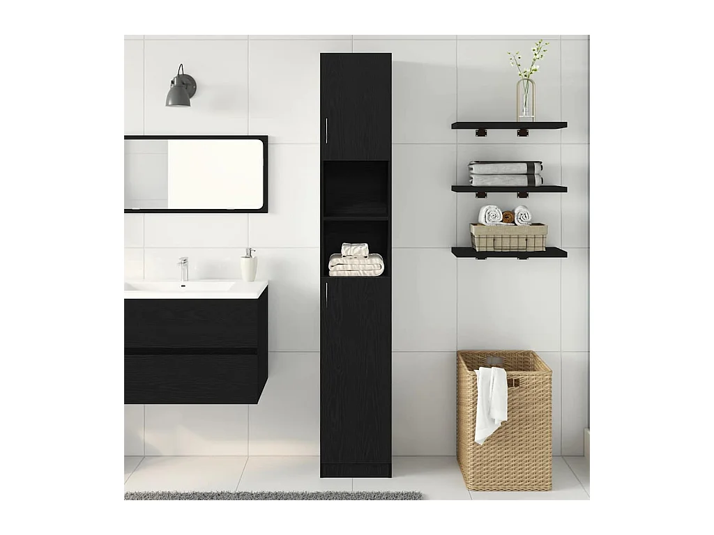 Mueble de baño de roble negro 32x25,5x190 cm