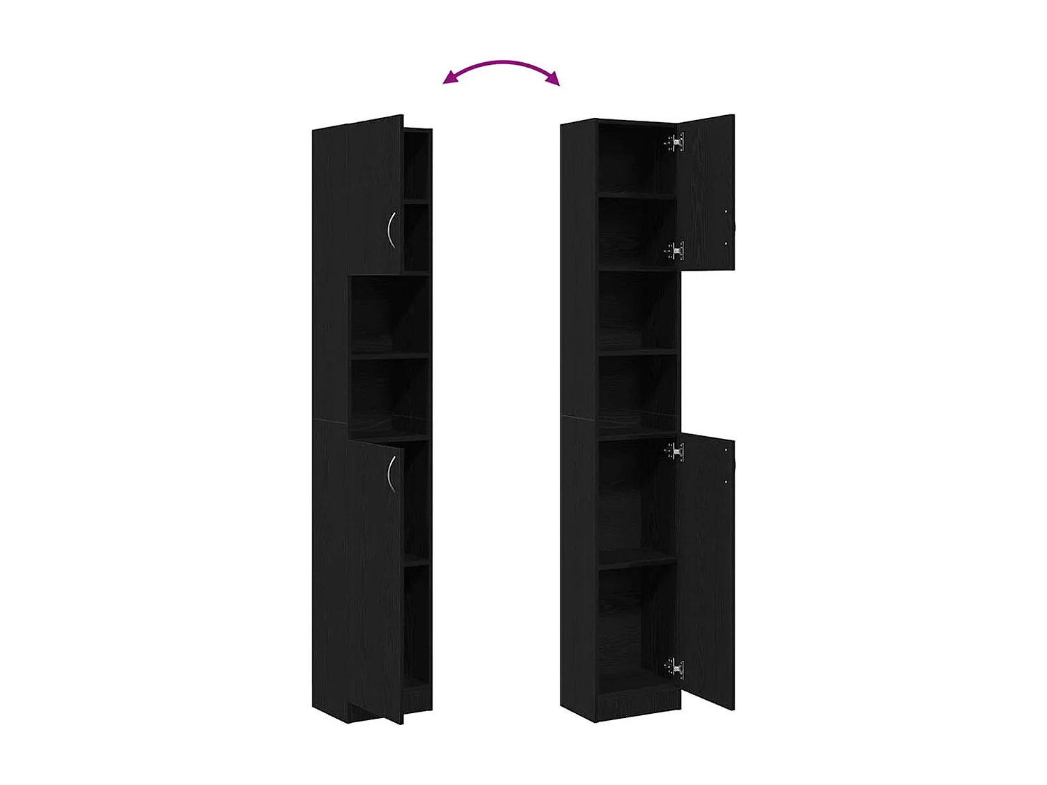 Zwarte eiken badkamerkast 32x25,5x190 cm