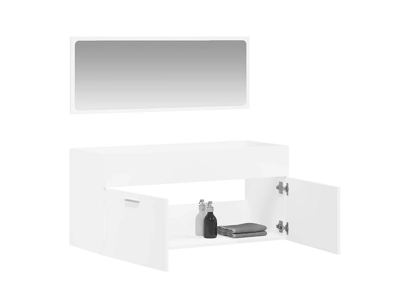 Badkamermeubel met spiegel wit bewerkt hout