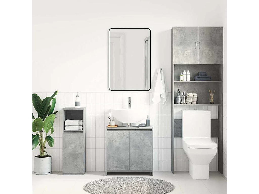 Mobile bagno grigio cemento 60x33x61 cm Legno ingegnerizzato